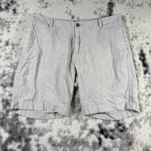 J Crew Gramercy Shorts Mens‎ Size 36W Silver Linen Blend Slash Pocket Comfort